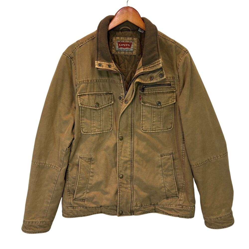 Levi's Jacket Medium Army Green Utility Barn Corduroy Collar Chore Canvas